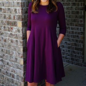 Plum 3/4 sleeve dress
